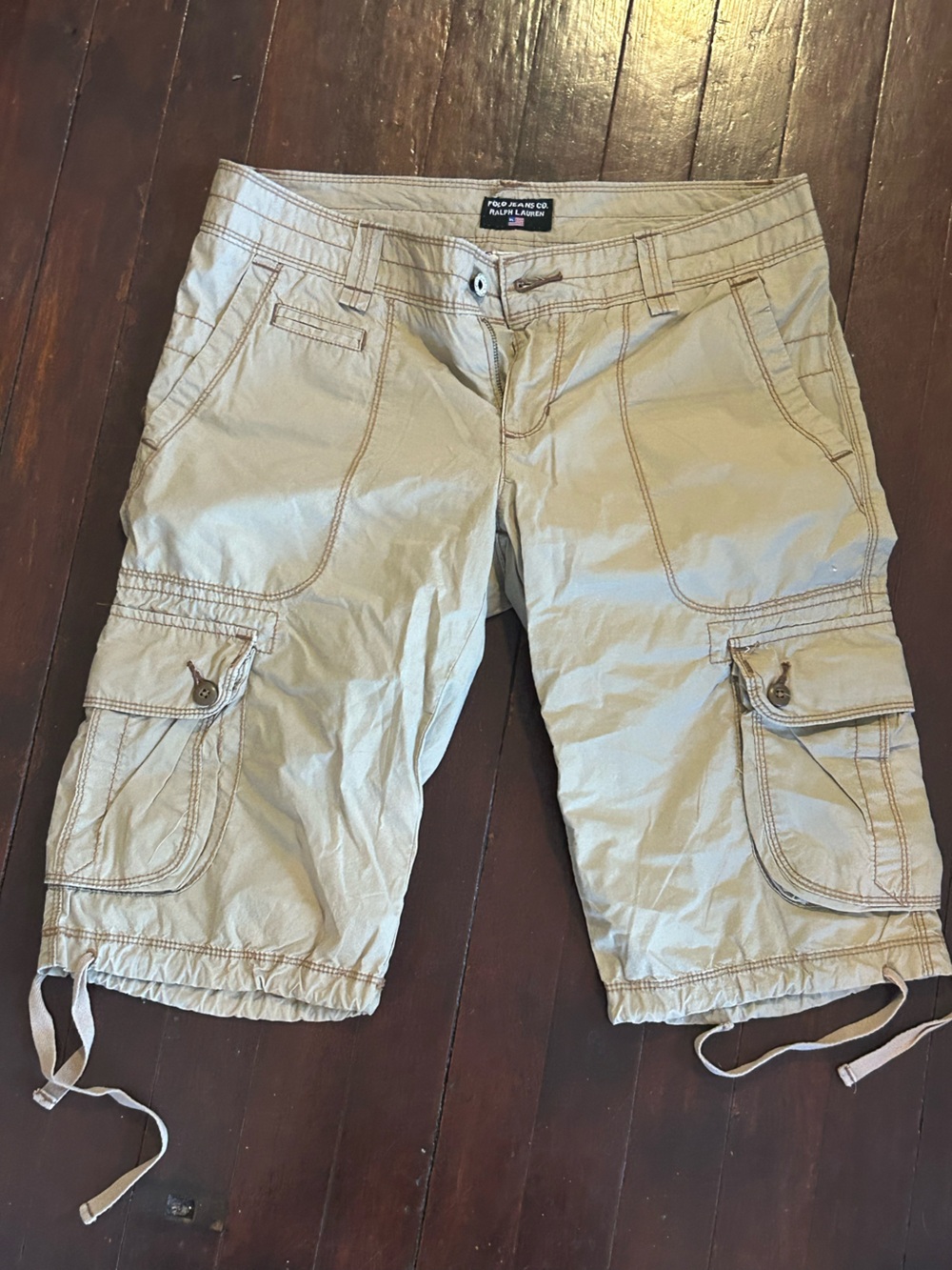 Polo Jeans Co. Ralph Lauren Beige Women’s Cargo Shorts Size 4 Drawstring